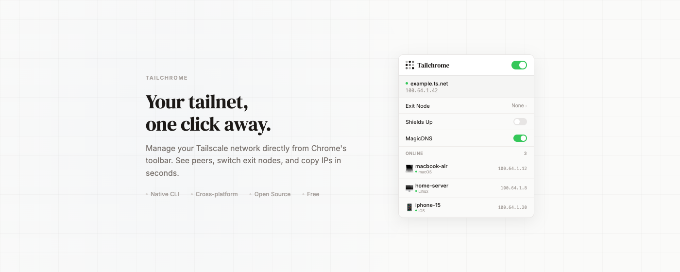 Tailchrome — Your tailnet, one click away